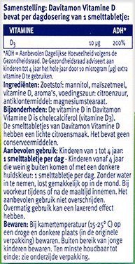 hoe te gebruiken Cataract Beperking Davitamon Vitamine D voor Kinderen 150 Smelttabletjes