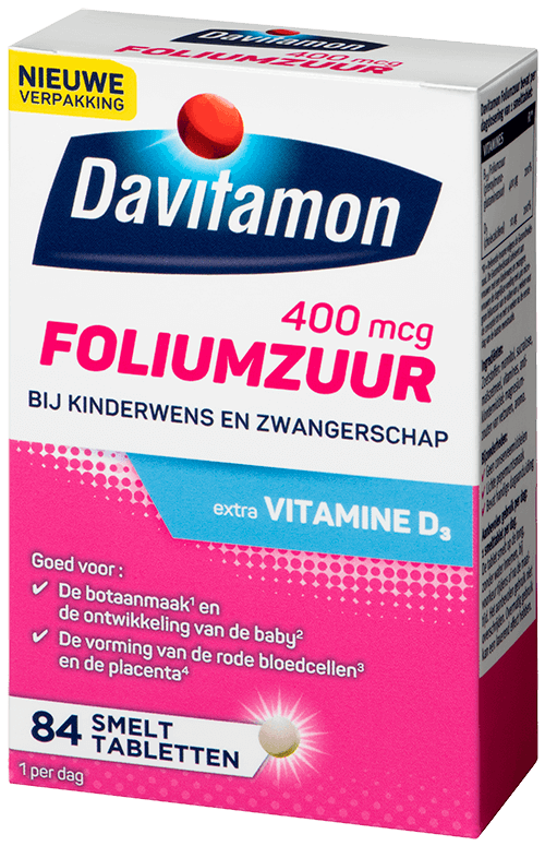 anker onwetendheid Handelsmerk Davitamon Foliumzuur met Vitamine D3: bij kinderwens en zwangerschap